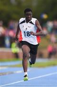 18 August 2018; Graham King Abor of Drogheda South, Co. Louth, competing in the 100m U16 & O14 Boys event during day one of the Aldi Community Games August Festival at the University of Limerick in Limerick. Photo by Sam Barnes/Sportsfile