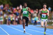 18 August 2018; Jeff Okwuegbe of Caherdavin, Co. Limerick, competing in the 100m U16 & O14 Boys event during day one of the Aldi Community Games August Festival at the University of Limerick in Limerick. Photo by Sam Barnes/Sportsfile