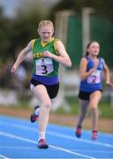 18 August 2018; Ava Fitzmaurice of Castleisland, Co. Kerry, competing in the 100m U16 & O14 Girls event during day one of the Aldi Community Games August Festival at the University of Limerick in Limerick. Photo by Sam Barnes/Sportsfile