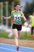 18 August 2018; Aoife Ryan of Bennekerry - Tinryland, Co. Carlow, competing in the 100m U16 & O14 Girls event during day one of the Aldi Community Games August Festival at the University of Limerick in Limerick. Photo by Sam Barnes/Sportsfile