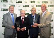 17 August 2018; Attendees, from left, Joe O'Brien, James Magee, Willie McGuirk and Phil Brennan at the FAI Delegates Dinner & FAI Communications Awards at the Rochestown Park Hotel in Cork. Photo by Stephen McCarthy/Sportsfile