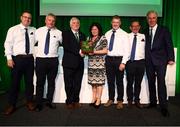 17 August 2018; Members of the Ballymackey Football Club, Tipperary, from left, Ciaran Tinkler, George and Jennifer Haverty, John Delaney and Eddie Ryan are presented with the 2018 Club of the Year award by FAI President Tony Fitzgerald and John Delaney, CEO, Football Association of Ireland, right, at the FAI Delegates Dinner & FAI Communications Awards at the Rochestown Park Hotel in Cork. Photo by Stephen McCarthy/Sportsfile