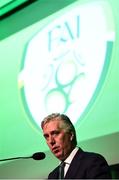17 August 2018; John Delaney, CEO, Football Association of Ireland, speaking at the FAI Delegates Dinner & FAI Communications Awards at the Rochestown Park Hotel in Cork. Photo by Stephen McCarthy/Sportsfile