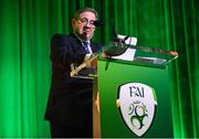 17 August 2018; Ger Stanton of Everton AFC, Cork, speaking at the FAI Delegates Dinner & FAI Communications Awards at the Rochestown Park Hotel in Cork. Photo by Stephen McCarthy/Sportsfile