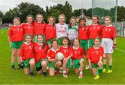 18 August 2018; The Drumragh team from Omagh Tyrone who took part in the half time mini games during the 2018 TG4 All-Ireland Ladies Intermediate Football Championship semi-final match between Sligo and Tyrone at Fr. Tierney Park in Donegal. Photo by Oliver McVeigh/Sportsfile