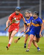 18 August 2018; Pamela Mackey of Cork in action against  Mary Ryan of Tipperary during the Liberty Insurance All-Ireland Senior Camogie Championship semi-final match between Cork and Tipperary at Semple Stadium in Thurles, Tipperary. Photo by Matt Browne/Sportsfile