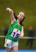 19 August 2018; Orla Mcweeney of Mohill, Co. Leitrim, competing in the Ball Throw U12 & O10 Girls event during day two of the Aldi Community Games August Festival at the University of Limerick in Limerick. Photo by Sam Barnes/Sportsfile