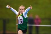 19 August 2018; Emma Nolan of Rathvilly, Co. Carlow, competing in the Ball Throw U12 & O10 Girls event during day two of the Aldi Community Games August Festival at the University of Limerick in Limerick. Photo by Sam Barnes/Sportsfile