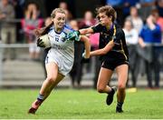 19 August 2018; Catherine Dolan of Cavan in action against Anna Rose Kennedy of Tipperary during the 2018 TG4 All-Ireland Ladies Senior Football Championship relegation play-off match between Cavan and Galway at Dolan Park in Cavan. Photo by Oliver McVeigh/Sportsfile