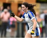 19 August 2018; Lauren McVeety of Cavan celebrates after scoring her side's second goal during the 2018 TG4 All-Ireland Ladies Senior Football Championship relegation play-off match between Cavan and Galway at Dolan Park in Cavan. Photo by Oliver McVeigh/Sportsfile