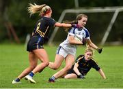 19 August 2018; Catherine Dolan of Cavan in action against Samantha Lambert of Tipperary  during the 2018 TG4 All-Ireland Ladies Senior Football Championship relegation play-off match between Cavan and Galway at Dolan Park in Cavan. Photo by Oliver McVeigh/Sportsfile