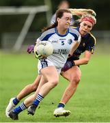 19 August 2018; Sinead Greene of Cavan  in action against Orla O’Dwyer of Tipperary  during the 2018 TG4 All-Ireland Ladies Senior Football Championship relegation play-off match between Cavan and Galway at Dolan Park in Cavan. Photo by Oliver McVeigh/Sportsfile