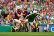 19 August 2018; Aaron Gillane of Limerick in action against John Hanbury of Galway during the GAA Hurling All-Ireland Senior Championship Final match between Galway and Limerick at Croke Park in Dublin. Photo by Eóin Noonan/Sportsfile