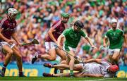 19 August 2018; Graeme Mulcahy of Limerick on his way to scoring his side's first goal past Galway goalkeeper James Skehill during the GAA Hurling All-Ireland Senior Championship Final match between Galway and Limerick at Croke Park in Dublin.  Photo by Brendan Moran/Sportsfile