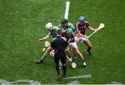 19 August 2018; Referee James Owens throws in the ball between Cian Lynch, left, and Darragh O'Donovan of Limerick and David Burke, left, and Johnny Coen of Galway to start the GAA Hurling All-Ireland Senior Championship Final match between Galway and Limerick at Croke Park in Dublin. Photo by Daire Brennan/Sportsfile
