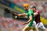 19 August 2018; Séamus Flanagan of Limerick in action against Pádraic Mannion of Galway during the GAA Hurling All-Ireland Senior Championship Final match between Galway and Limerick at Croke Park in Dublin. Photo by Eóin Noonan/Sportsfile