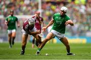 19 August 2018; Aaron Gillane of Limerick in action against Aidan Harte of Galway during the GAA Hurling All-Ireland Senior Championship Final match between Galway and Limerick at Croke Park in Dublin. Photo by Eóin Noonan/Sportsfile