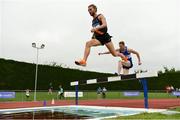 19 August 2018; Jayme Rossiter, Clonliffe Harriers A C, leads Chris Johnson, Finn Valley A.C. during the Mens 3000m Steeple Chase event during the AAI National League Final at Tullamore Harriers Stadium in Offaly. Photo by Barry Cregg/Sportsfile