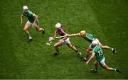 19 August 2018; Joe Canning of Galway in action against Limerick players, left to right, Kyle Hayes, Tom Morrissey, and Aaron Gillane during the GAA Hurling All-Ireland Senior Championship Final match between Galway and Limerick at Croke Park in Dublin. Photo by Daire Brennan/Sportsfile