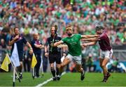 19 August 2018; Tom Morrissey of Limerick in action against Aidan Harte of Galway during the GAA Hurling All-Ireland Senior Championship Final match between Galway and Limerick at Croke Park in Dublin.  Photo by Brendan Moran/Sportsfile