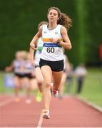 19 August 2018; Maisy O'Sullivan, St Abbans A.C., comes to the line to win the Premier Womens 800m event during the AAI National League Final at Tullamore Harriers Stadium in Offaly. Photo by Barry Cregg/Sportsfile