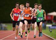 19 August 2018; Tom Hennessy, centre, Nenagh Olympic A.C., Co. Tipperary, leads Sean Terek, left, City of Lisburn A.C., Antrim, and Cathal Fitzgibbon, Kerry County during the Divison 1 Mens 800m event during the AAI National League Final at Tullamore Harriers Stadium in Offaly. Photo by Barry Cregg/Sportsfile