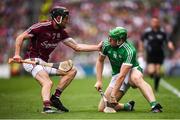 19 August 2018; Shane Dowling of Limerick in action against Pádraic Mannion of Galway during the GAA Hurling All-Ireland Senior Championship Final match between Galway and Limerick at Croke Park in Dublin. Photo by Stephen McCarthy/Sportsfile