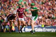 19 August 2018; Shane Dowling of Limerick scores his side's third goal during the GAA Hurling All-Ireland Senior Championship Final match between Galway and Limerick at Croke Park in Dublin. Photo by Stephen McCarthy/Sportsfile