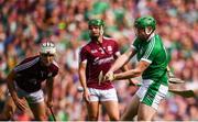 19 August 2018; Shane Dowling of Limerick scores his side's third goal during the GAA Hurling All-Ireland Senior Championship Final match between Galway and Limerick at Croke Park in Dublin. Photo by Stephen McCarthy/Sportsfile