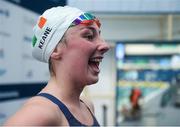 19 August 2018; Ellen Keane of Ireland after winning the final of the Women's 100m Breaststroke SB8 event during day seven of the World Para Swimming Allianz European Championships at the Sport Ireland National Aquatic Centre in Blanchardstown, Dublin. Photo by David Fitzgerald/Sportsfile