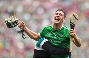 19 August 2018; Seán Finn of Limerick celebrates after the final whistle following the GAA Hurling All-Ireland Senior Championship Final match between Galway and Limerick at Croke Park in Dublin. Photo by Brendan Moran/Sportsfile