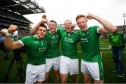 19 August 2018; Limerick players, from left, Mike Casey, David Dempsey, Shane Dowling and William O'Donoghue celebrate following the GAA Hurling All-Ireland Senior Championship Final match between Galway and Limerick at Croke Park in Dublin. Photo by Stephen McCarthy/Sportsfile