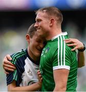 19 August 2018; Shane Dowling of Limerick celebrates with maor camán Alan Feely following the GAA Hurling All-Ireland Senior Championship Final match between Galway and Limerick at Croke Park in Dublin.  Photo by Eóin Noonan/Sportsfile