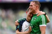 19 August 2018; Shane Dowling of Limerick celebrates with maor camán Alan Feely following the GAA Hurling All-Ireland Senior Championship Final match between Galway and Limerick at Croke Park in Dublin.  Photo by Eóin Noonan/Sportsfile