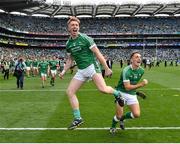 19 August 2018; Cian Lynch, left, and Pat Ryan of Limerick celebrate following the GAA Hurling All-Ireland Senior Championship Final match between Galway and Limerick at Croke Park in Dublin.  Photo by Seb Daly/Sportsfile