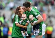 19 August 2018; Séamus Hickey of Limerick celebrates with his wife Ellen and sons Matthew and Patrick after the GAA Hurling All-Ireland Senior Championship Final match between Galway and Limerick at Croke Park in Dublin.  Photo by Brendan Moran/Sportsfile