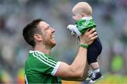 19 August 2018; Séamus Hickey of Limerick celebrates with his son Patrick after the GAA Hurling All-Ireland Senior Championship Final match between Galway and Limerick at Croke Park in Dublin.  Photo by Brendan Moran/Sportsfile