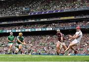 19 August 2018; Tom Morrissey of Limerick shoots to score his side's second goal past James Skehill of Galway during the GAA Hurling All-Ireland Senior Championship Final match between Galway and Limerick at Croke Park in Dublin.  Photo by Seb Daly/Sportsfile