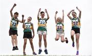 19 August 2018; The Killeigh, Co. Offaly, team, from left, Daniel Berry, Kevin Sweeney, Aaron Dunne, Sinead Walsh and Millie Daly, celebrate after winning the  U13 & O10 Mixed Relay event during day two of the Aldi Community Games August Festival at the University of Limerick in Limerick. Photo by Sam Barnes/Sportsfile