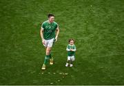 19 August 2018; Séamus Hickey of Limerick celebrates with his daughter Anna, after the GAA Hurling All-Ireland Senior Championship Final match between Galway and Limerick at Croke Park in Dublin. Photo by Daire Brennan/Sportsfile