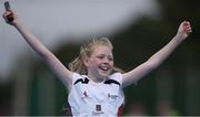 19 August 2018; Grainne Moran of St Josephs, Co. Louth, celebrates winning the U12 & O10 Girls Relay event during day two of the Aldi Community Games August Festival at the University of Limerick in Limerick. Photo by Sam Barnes/Sportsfile