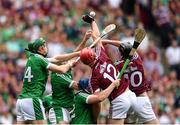 19 August 2018; Jonathan Glynn of Galway fails to catch a high ball put into the square by Joe Canning of Galway in the last seconds of the game during the GAA Hurling All-Ireland Senior Championship Final match between Galway and Limerick at Croke Park in Dublin.  Photo by Eóin Noonan/Sportsfile