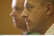 26 August 2003; Irish coach Eddie O'Sullivan, pictured during a press conference after Irish rugby team training at the Limerick University sports grounds, Limerick city. Rugby. Photo by Matt Browne/Sportsfile