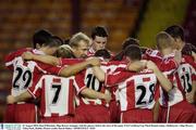 21 August 2003; Don O'Riordan, Sligo Rovers manager with his players before the FAI Carlsberg Cup Third Round replay between Shelbourne and Sligo Rovers at Tolka Park, Dublin. Picture credit; David Maher / SPORTSFILE