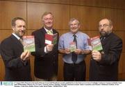 27 August 2003; Pictured at the lanch of the new Event Staff Handbook recently published by Croke Park are (l-r) Seán Ó Ceallaigh, Uachtarán Cumann Lúthchles Gael; John O’Donoghue, Minister for Art, Sport & Tourism; Seamus Aldridge, National Chairman Grounds & Safety Committee; and Séamus Ó Midheach, Facilities & Event Manager. Croke Park, Dublin. Picture credit; David Maher / SPORTSFILE