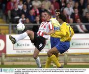 28 August 2003; Gary beckett of Derry City in action during the UEFA Cup qualifying round second leg between Derry City and Apoel Nicosia at the Brandywell, Derry. Photo by Matt Browne/Sportsfile