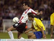 28 August 2003; Ciaran Martyn of Derry City in action against Apoel Nicosia's Tomas Votava during the UEFA Cup qualifying round second leg between Derry City and Apoel Nicosia at the Brandywell, Derry. Photo by Matt Browne/Sportsfile