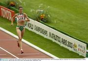 30 August 2003; Sonia O'Sullivan of Ireland (546), comes down the finishing straight to finish last in the Women's 500m Final during the eight day's of competition at the 9th IAAF World Championships in Athletics at the Stade de France, Paris, France. Picture credit; Brendan Moran / SPORTSFILE