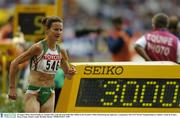 30 August 2003; Sonia O'Sullivan, Ireland (546), trails the main field after 3000m in the Women's 500m Final during the eight day's competition at the 9th IAAF World Championships in Athletics at the Stade de France, Paris, France. Picture credit; Brendan Moran / SPORTSFILE