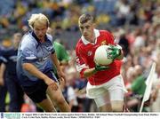 31 August 2003; Colin Weste, Cork, in action against Kian Cleere, Dublin in the All-Ireland Minor Football Championship Semi-Final between Dublin and Cork at Croke Park, Dublin. Picture credit; Damien Eagers / SPORTSFILE